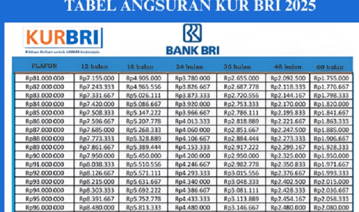 Simulasi Tabel KUR BRI Pinjaman 150 Juta, Berikut Rincian Plafonnya dengan Cicilannya untuk UMKM