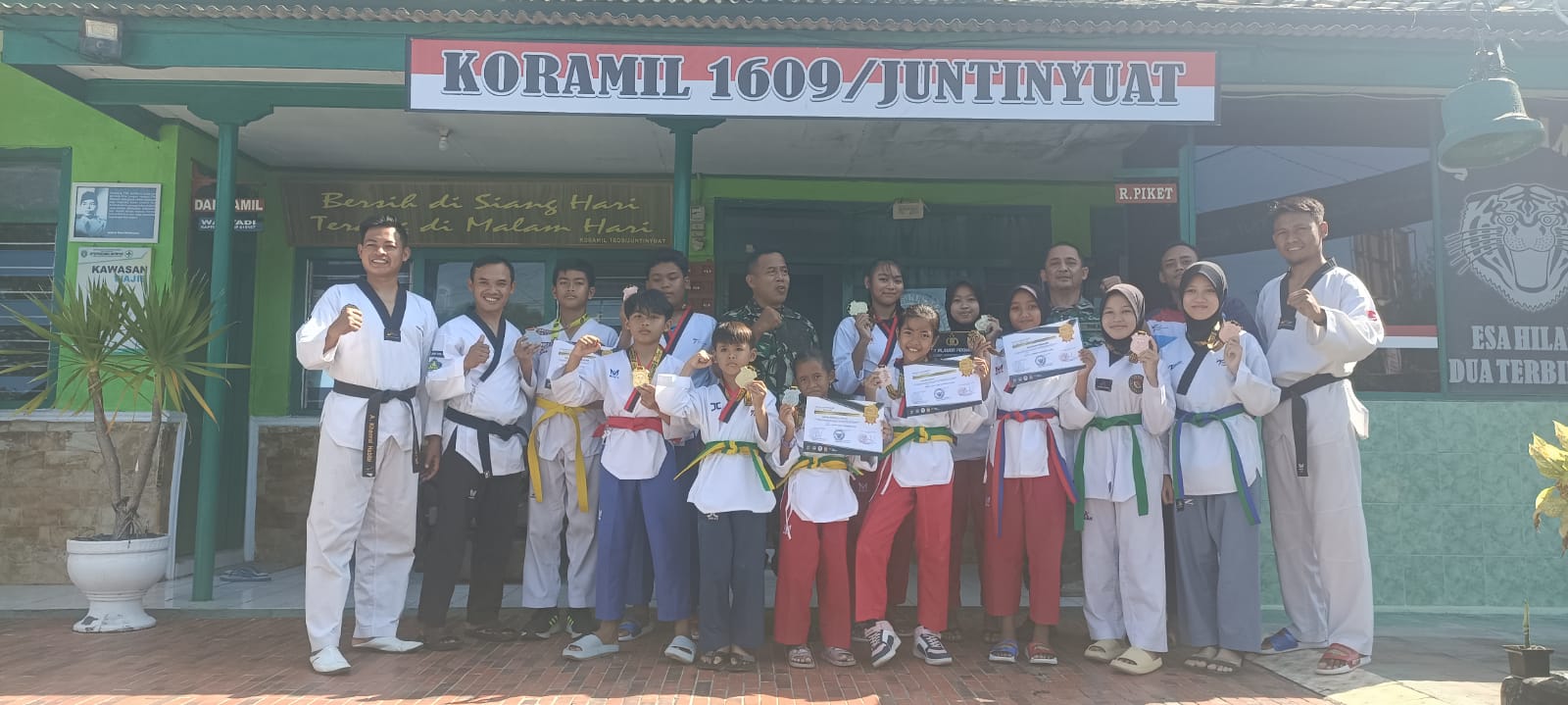 Taekwondo Dojang Koramil Juntinyuat Raih Prestasi Tingkat Nasional