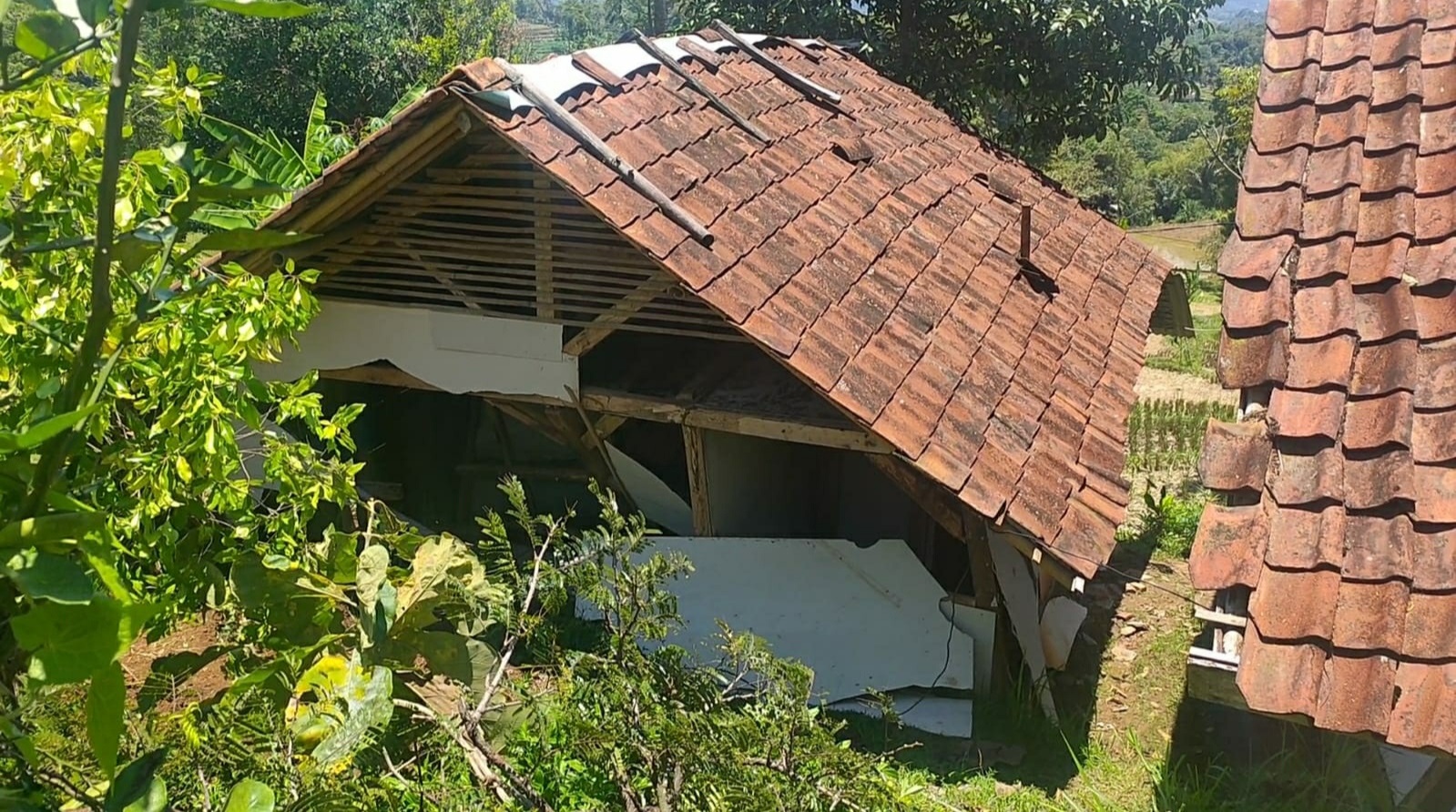 Longsor Terjadi di Desa Margajaya, Dua Rumah Tertimpa Material dan Rusak