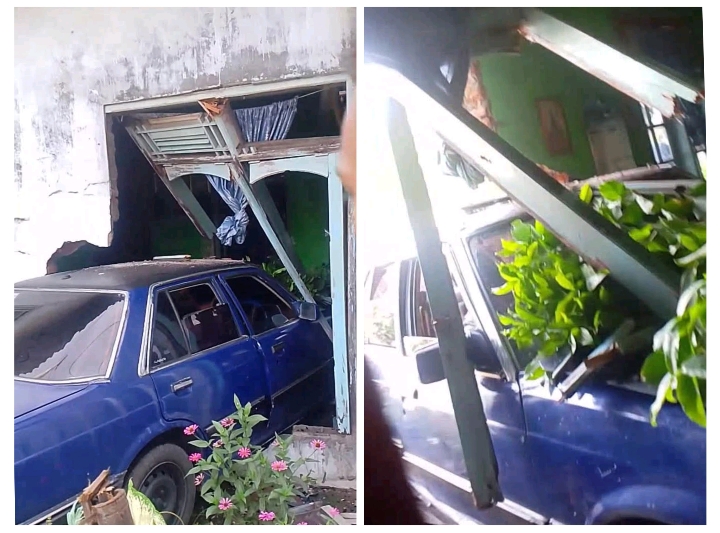 Kecelakaan Lalu Lintas di Desa Legok, Mobil Tabrak Rumah Warga