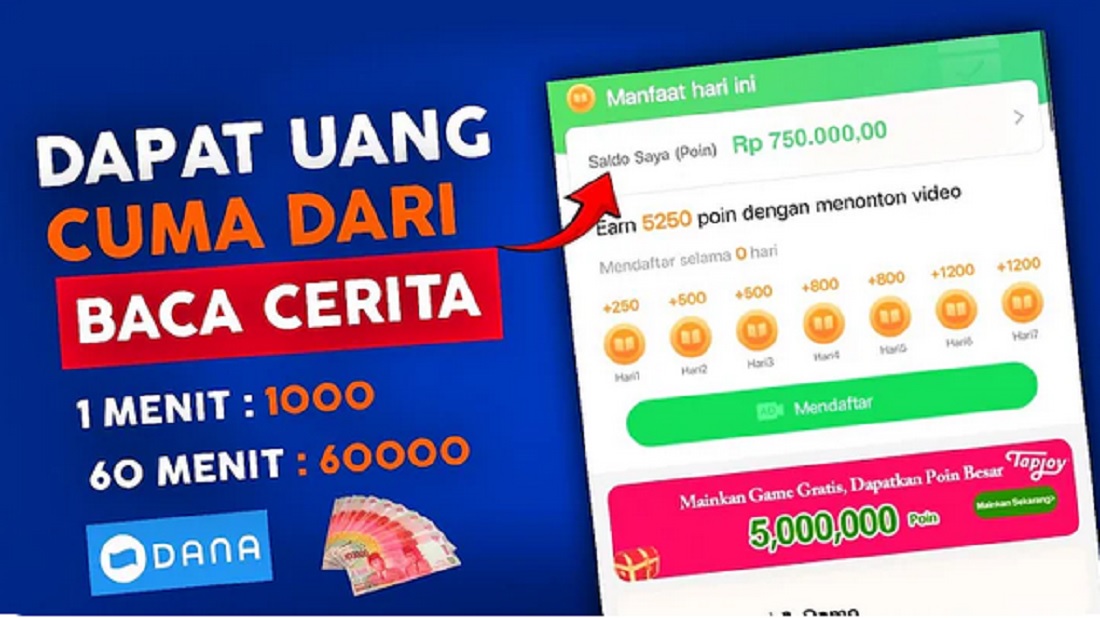 Baca Novel 5 Menit Dibayar Rp175.000 Dalam Sehari! Begini Cara Kerja Aplikasi Penghasil Saldo DANA 2025