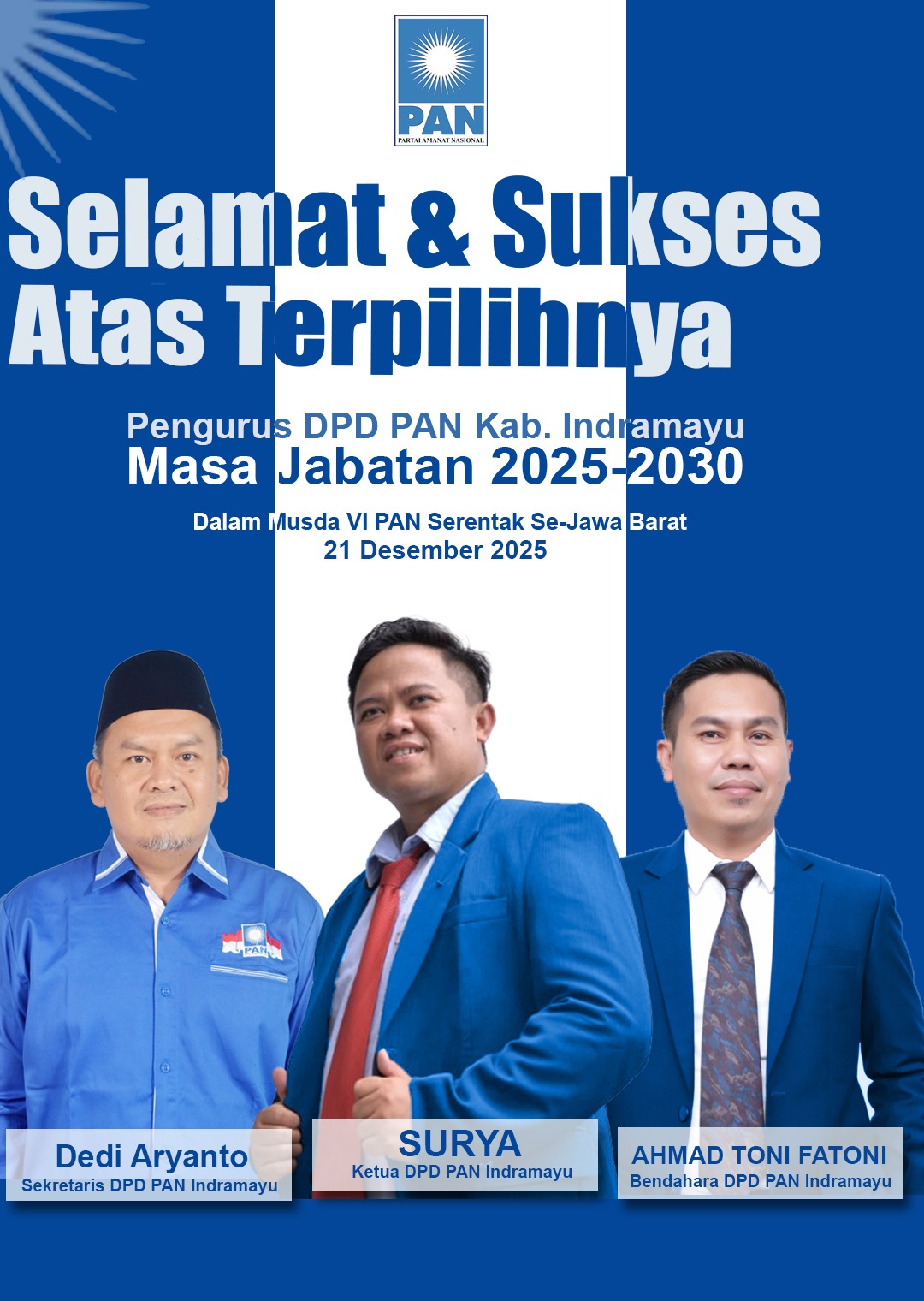Mantan Dirop BWI Indramayu Surya SE Terpilih Sebagai Ketua DPD Partai Amanat Nasional