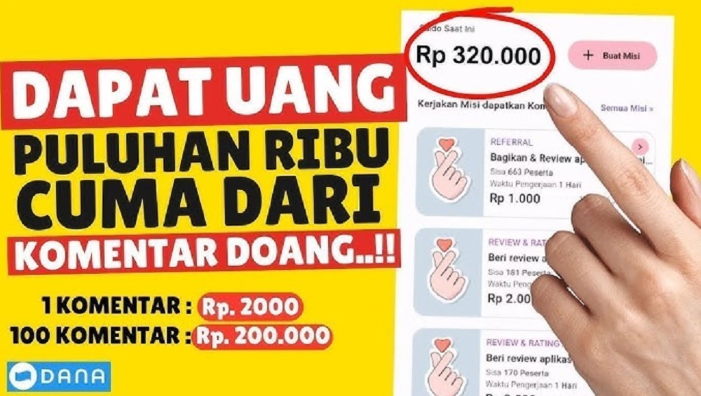 Hasilkan Uang 500 Ribu Rupiah Dalam Sehari, Cukup dengan Berkomentar di Akun Sosmed Cairkan Melalui DANA