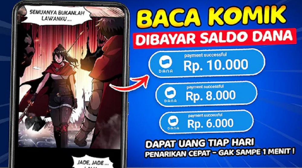 Hasilkan Saldo Dana Gratis Hanya Baca Komik 5 Menit Senilai Rp150.000, Dibayar Kontan! Aplikasi Penghasil Uang