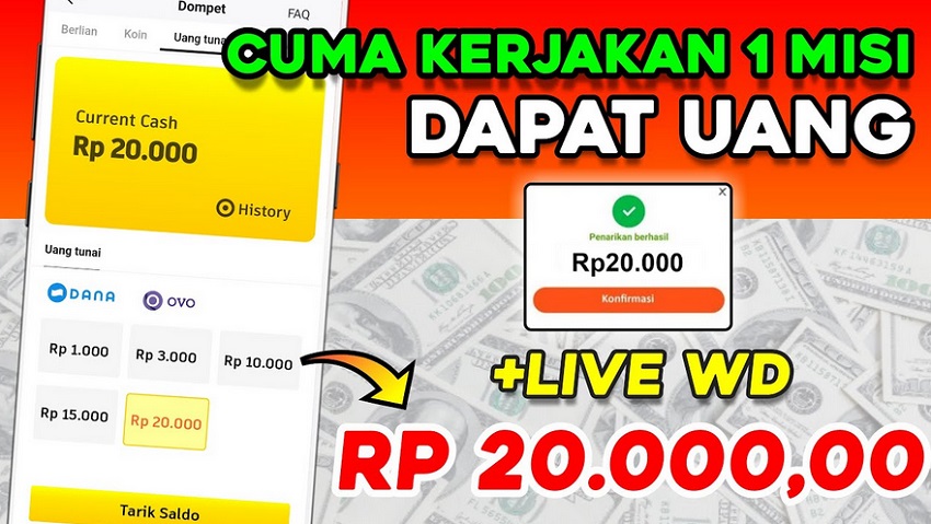 Kerjakan 1 Misi Dapat Uang 20.000 Saldo DANA! Kerjakan 10 Misi Tiap Harinya Dapatkan 200.000 Saldo Setiap Hari