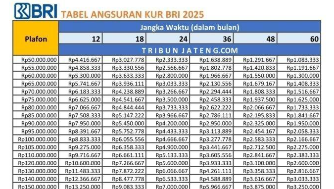 Tabel KUR BRI 2025 Terbaru: Pinjam 500 Juta Bayar Ringan Banget!