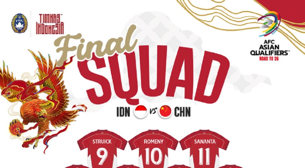 Final Skuad! Daftar 23 Pemain Timnas Indonesia vs China, Termasuk Bintang Muda Persib Bandung