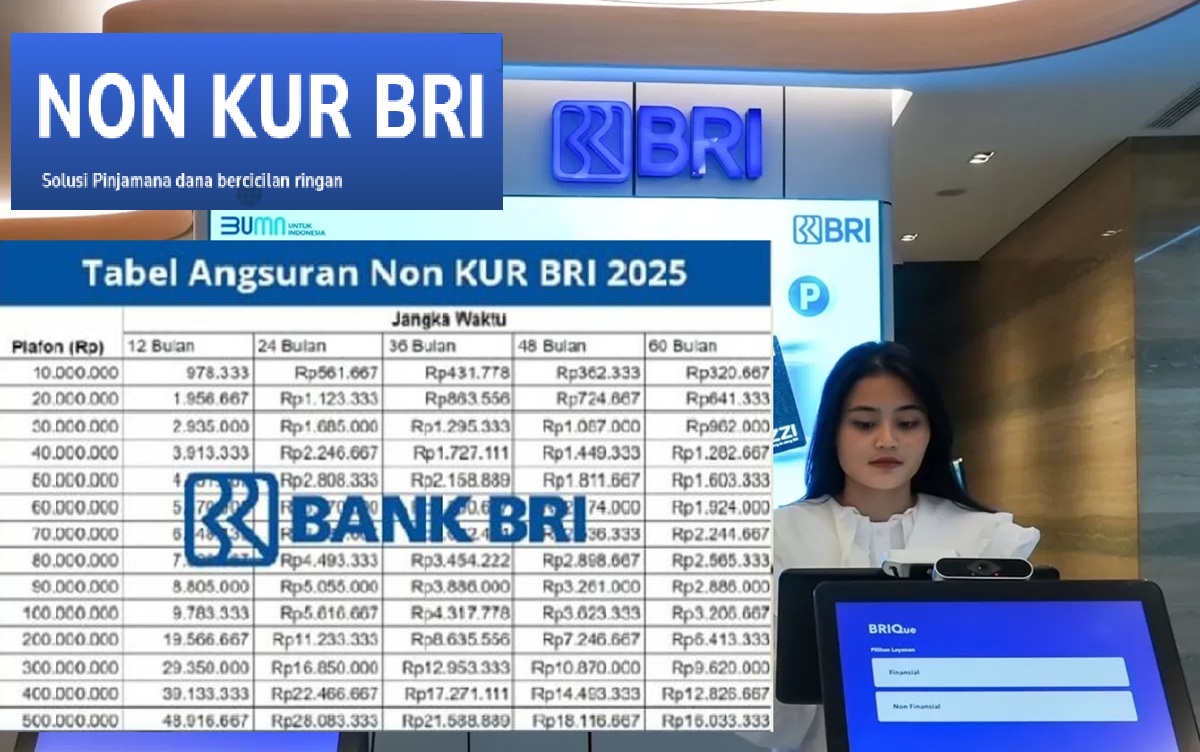 Tabel Pinjaman Non KUR BRI 2025 Terbaru:  Pinjam 250 Juta Cicilan Mulai 146 Ribuan Aja! Ajukan Sekarang!