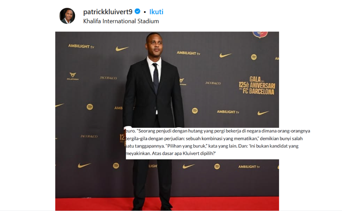 Media Belanda Soroti Respon Negatif Netizen Indonesia Soal Pengangkatan Patrick Kluivert sebagai Pengganti STY