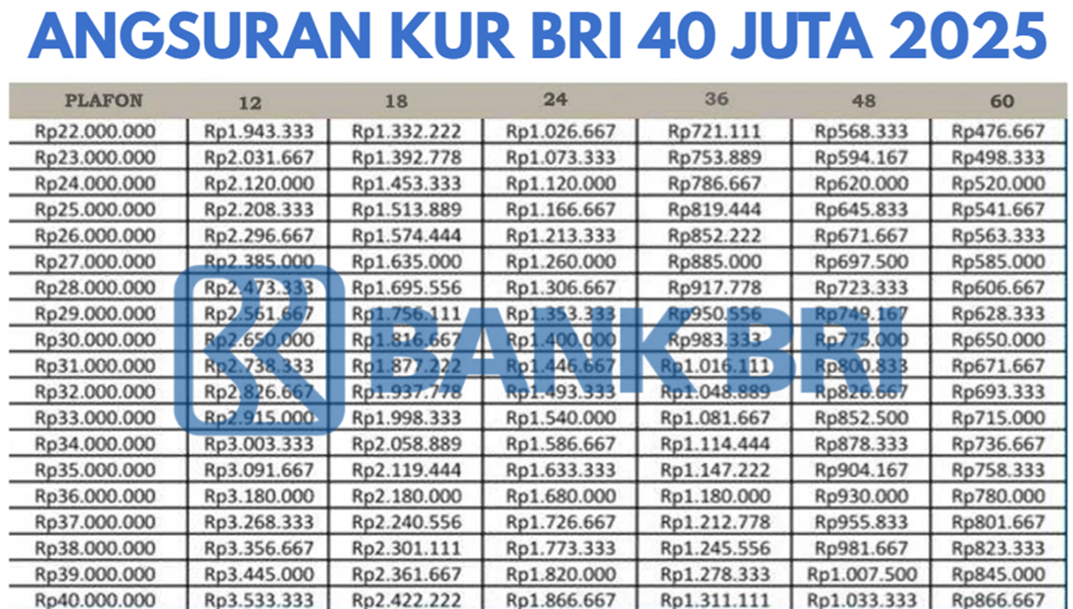 Cicilan Mulai 700 Ribu Perbulan! Simak Skema Angsuran Lengkap Pinjaman KUR BRI Plafon 40 Juta