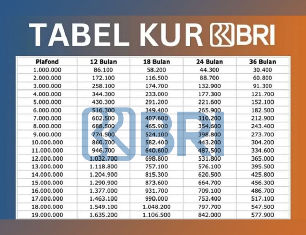 Pinjaman BRI 110 Juta Angsuran Berapa? Lihat Tabel KUR BRI 2025 Lengkap dengan Cicilan dan Tenornya