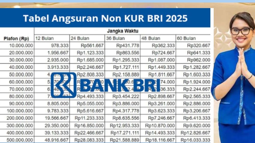 Tabel Pinjaman Non KUR BRI 2025 Resmi Dirilis, Ini Simulasi Cicilan Plafon Rp5–50 Juta Sesuai Gaji Bulananmu