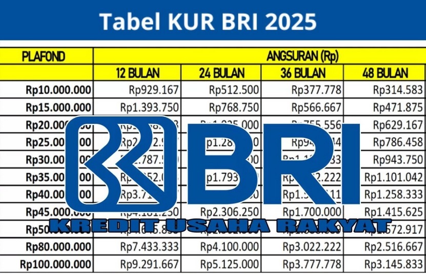 Tabel KUR BRI Pinjaman 150 Juta 5 Tahun Tenor, Berikut Rincian Simulasinya untuk UMKM