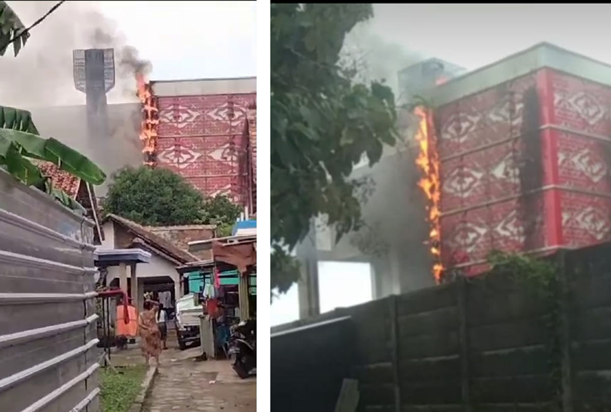 Terjadi Kebakaran di Stadion Watubelah, Api Lahap Ornamen Mega Mendung