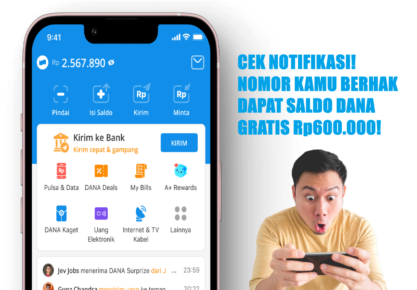 Cek Notifikasi! Nomor Kamu Berhak Dapat Saldo DANA Gratis Rp600.000! Simak Syarat dan Cara Klaimnya 