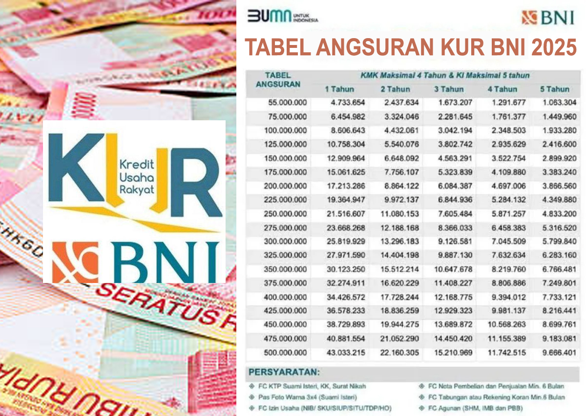 Kuota Melimpah, Pinjaman KUR BNI 2025 Rp100 Juta Bisa Cair Cepat, Cicilan Super Ringan, Begini Cara Pengajuan