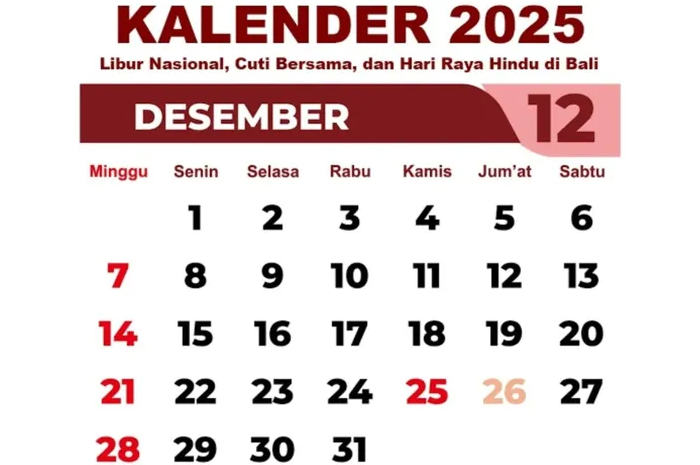 Resmi! Tanggal Merah Desember 2025 Bikin Libur 4 Hari, Siap-Siap Long Weekend!