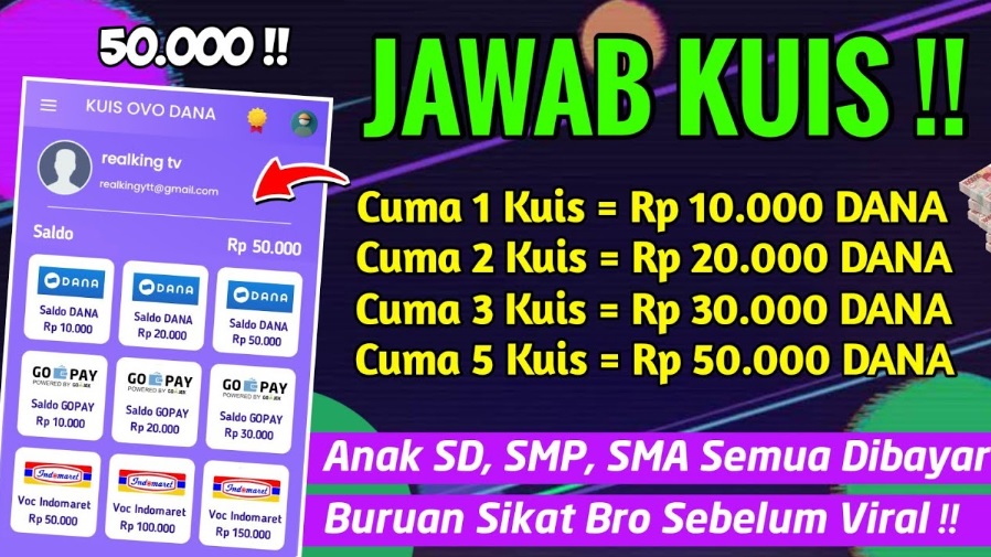 Dapatkan Rp50.000 Setiap Hari Hanya dengan Menjawab Soal Kuis Anak SD dari Dana