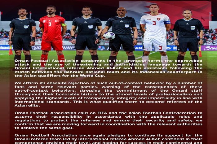 Oman Football Association Condemns Intimidation Against Referee Ahmed Al Kaf During 2026 World Cup Qualifiers