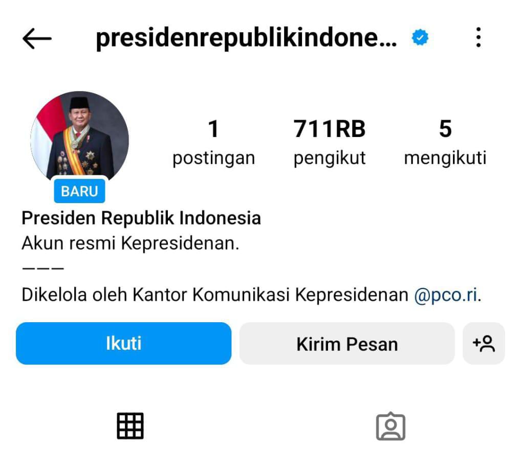 Bikin Heboh! Istana Membuat Akun Instagram Kepresidenan dan Republik Indonesia