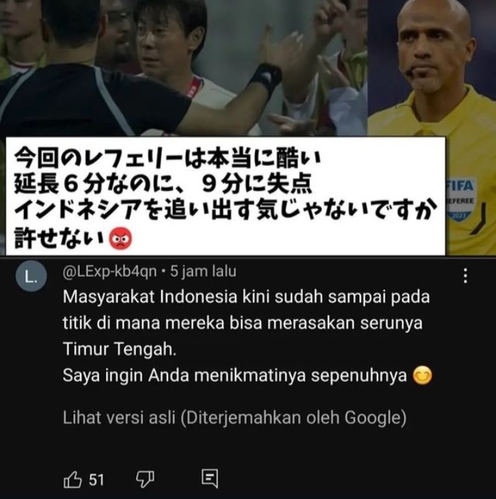 Netizen Jepang Ikut Komentari Kecurangan Pertandingan Indonesia Vs Bahrain, 'Kami Pernah Mengalaminya'