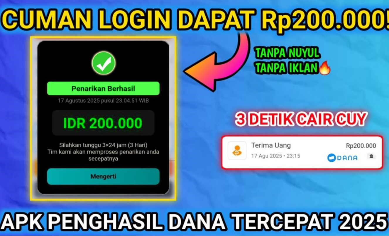 Cara Pakai Aplikasi Penghasil Uang untuk Dapat Saldo DANA Gratis Rp200.000 Setiap Hari Cuma Modal Check In