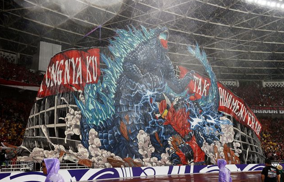 La Grande Godzilla Vs Gundala Mendunia, Koreo Suporter Indonesia Dipuji FIFA: 'Atmosfir Indah di GBK'