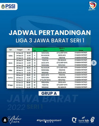 Hasil Drawing dan Jadwal Liga 3 Seri 1 Jawa Barat, Persindra Masuk Grup A