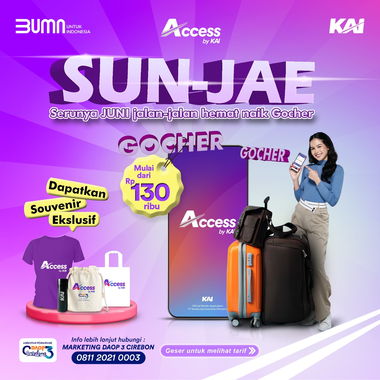  SUN-JAE KAI Daop 3 Cirebon Berlakukan Tarif Promo KA Gocher