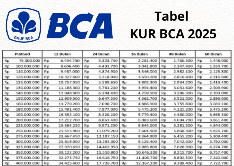 Bisa Pinjam Tanpa Agunan, Berikut Tabel KUR BCA 100 Juta Lengkap dengan Syarat Cicilannya