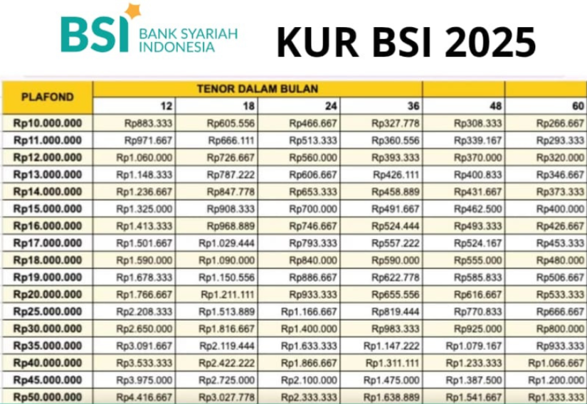 Pinjaman Modal Usaha Syariah Sampai Rp100 Juta! Cek Tabel Angsuran KUR BSI 2025 Lengkap Dengan Syarat dan Peng