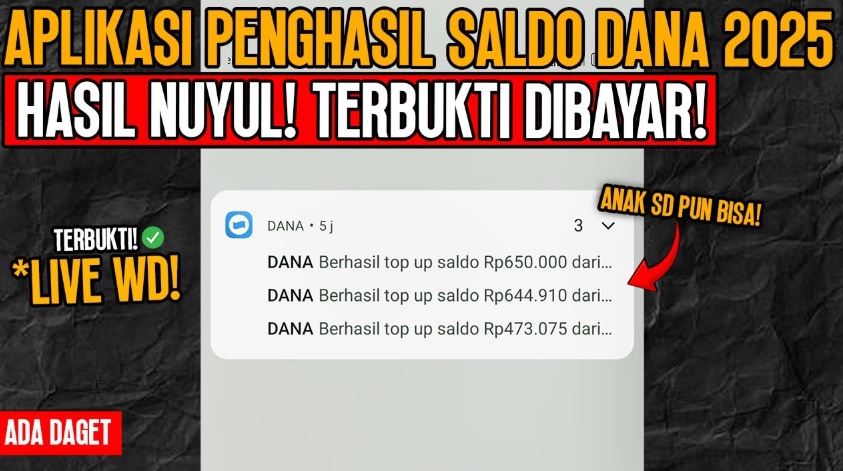 Modal Rebahan Dapat Cuan Rp250.000 Setiap Harinya, Ini Rekomendasi Aplikasi Penghasil Saldo Dana Gratis 2025