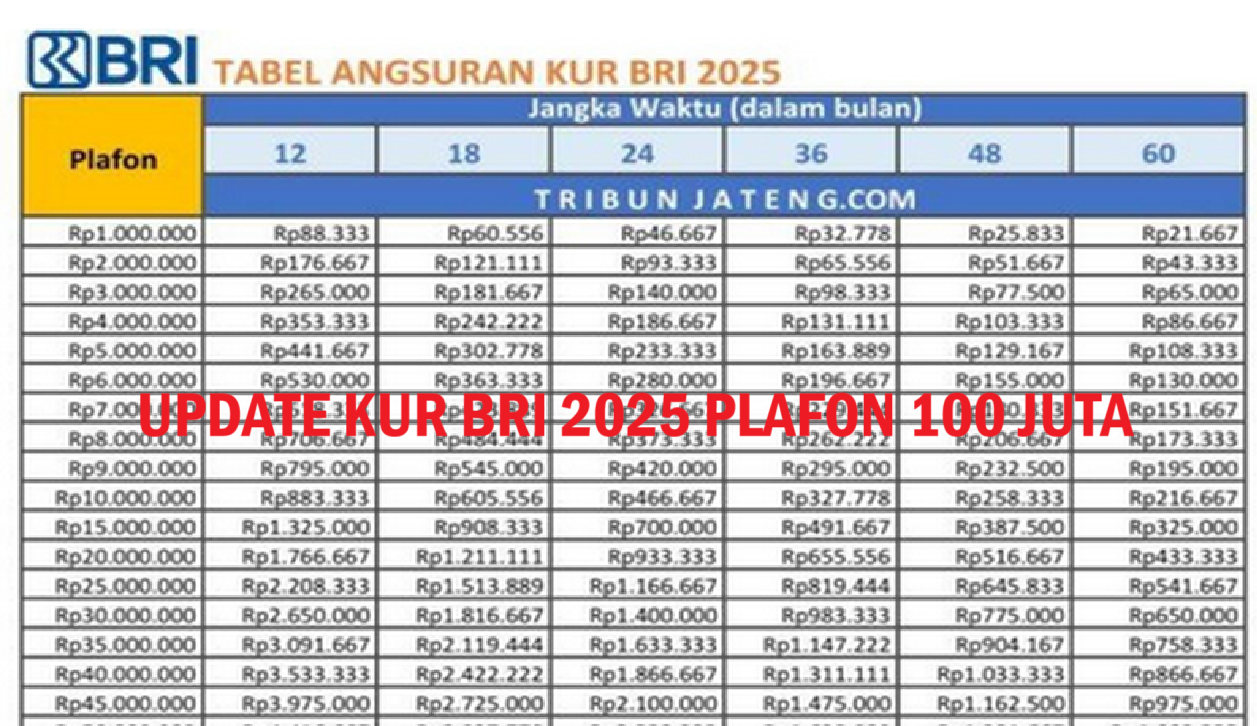 Cicilannya Hanya Rp216 Ribuan Saja, Simak Pinjaman KUR BRI 2025 Plafon Rp100 Juta Disini! 