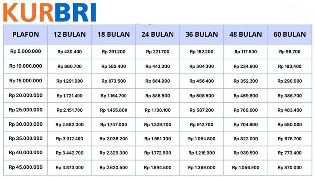UMKM Harus Tau! Ini Tabel Angsuran Terbaru KUR BRI 2025 Pinjaman Rp25 Juta, Cicilan Mulai 800 ribuan!