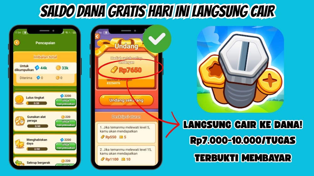 Dapatkan Saldo Dana Gratis Hari Ini Lewat Game Penghasil Uang Valid, Rp10.000 Gratis Tiap Satu Misi!