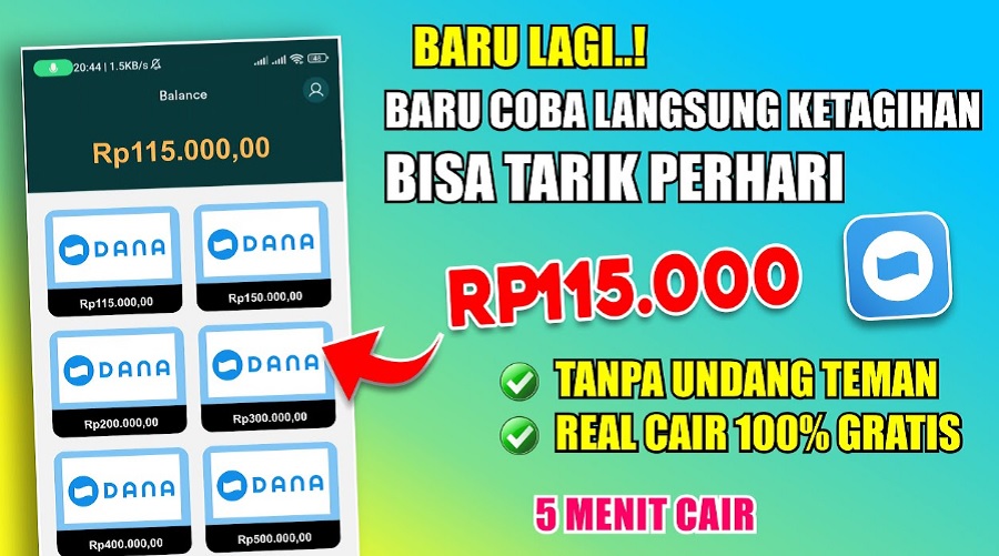 Baru! Tanpa Undang Teman Dapatkan Uang 115.000 Saldo DANA Sekali Withdraw Yuk Download Aplikasinya Disini