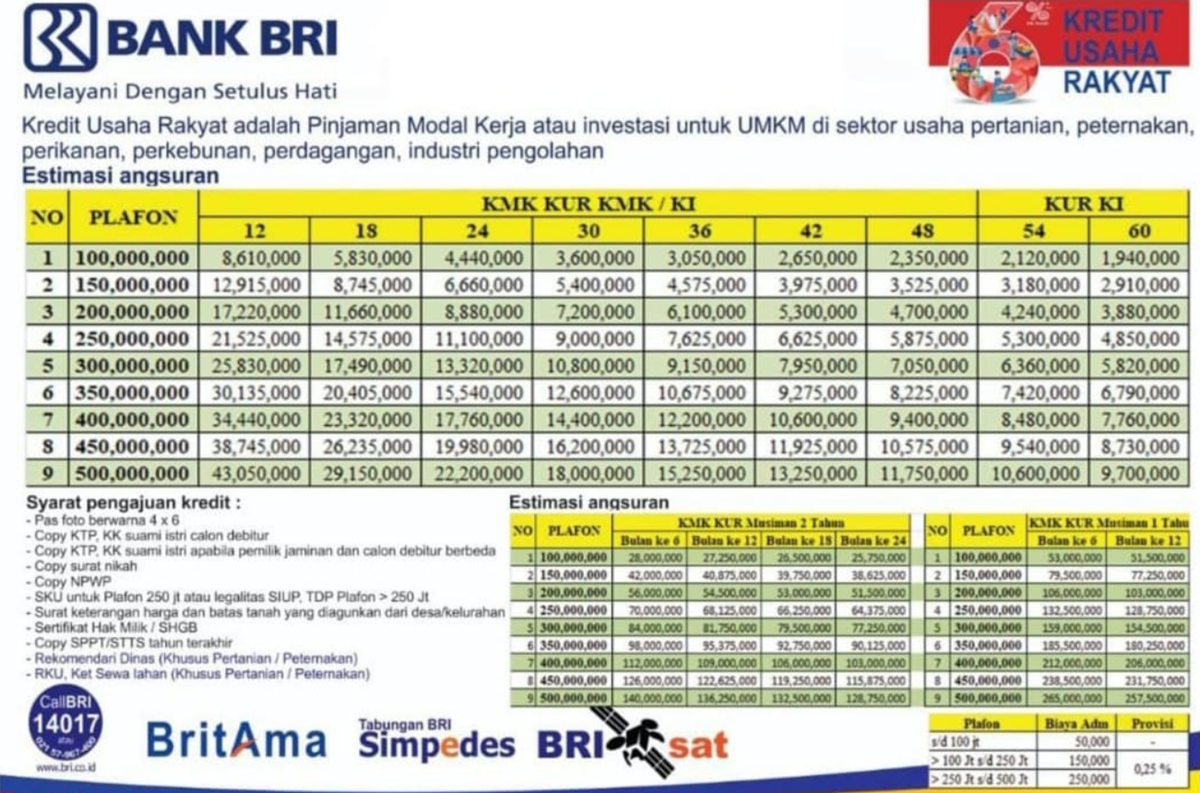 Tabel KUR BRI 2025: Pinjaman Modal UMKM dengan Bunga Rendah, Cek Syarat dan Cara Ajukan! Dijamin Langsung ACC!