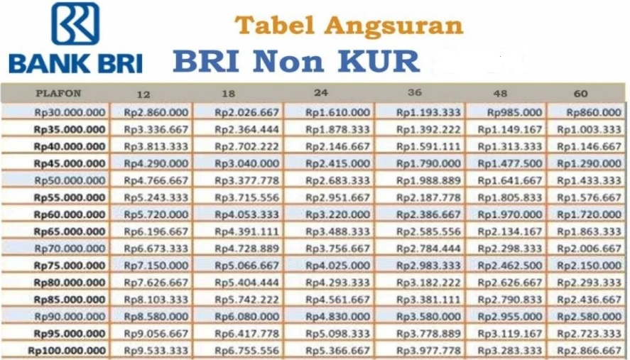 Berapa Rincian Tabel Angsuran Non KUR BRI Skema Pinjaman 100 Juta, Berikut Syarat dan Cicilan Mulai 446 Ribuan