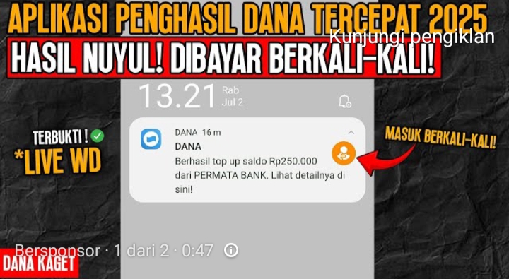 Cuma Kerjain 1 Misi Dibayar Saldo DANA Gratis Rp250 Ribu dari APK Penghasil Uang Tercepat, Begini Caranya!