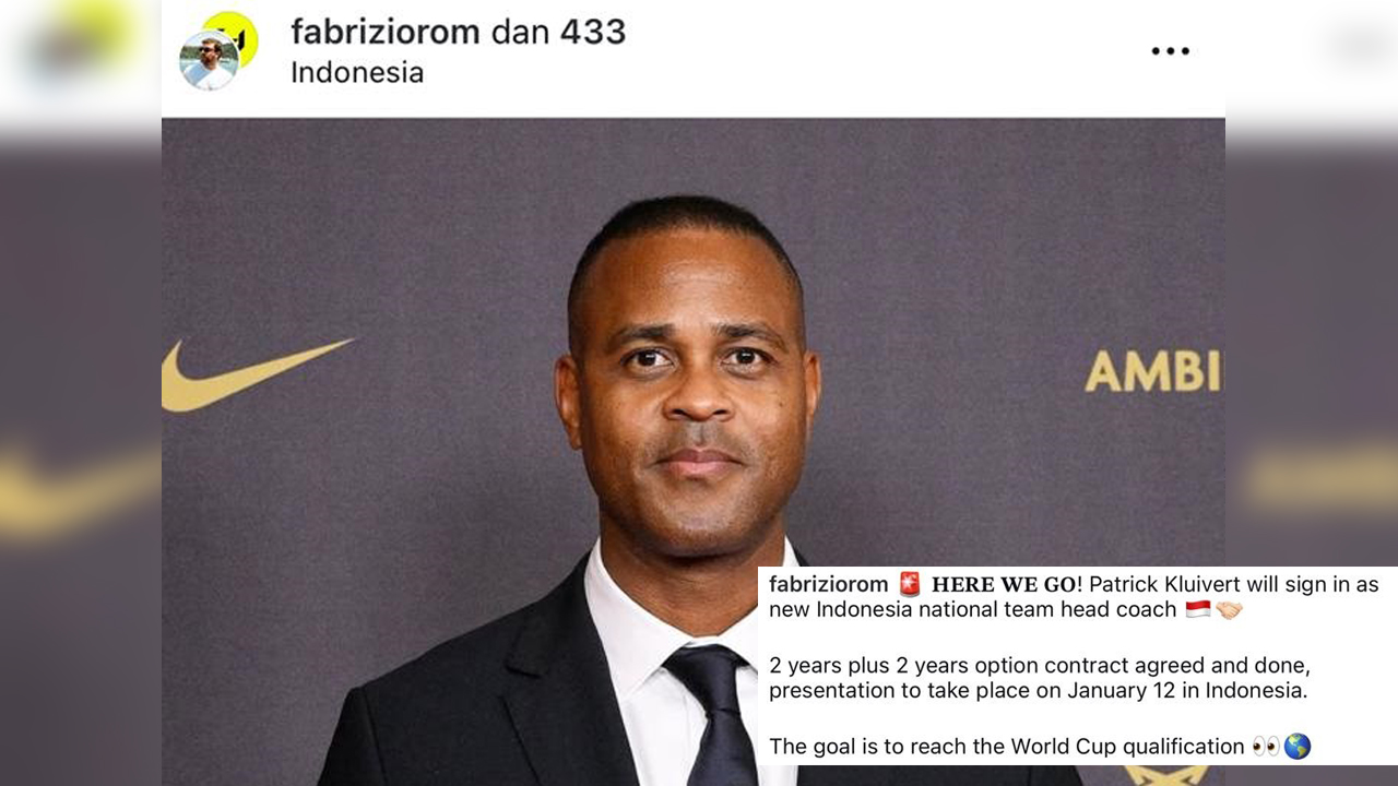 BOCOR! Fabrizio Romano Sebut Pelatih Baru Timnas Indonesia adalah Patrick Kluivert, Kontrak 2 Tahun