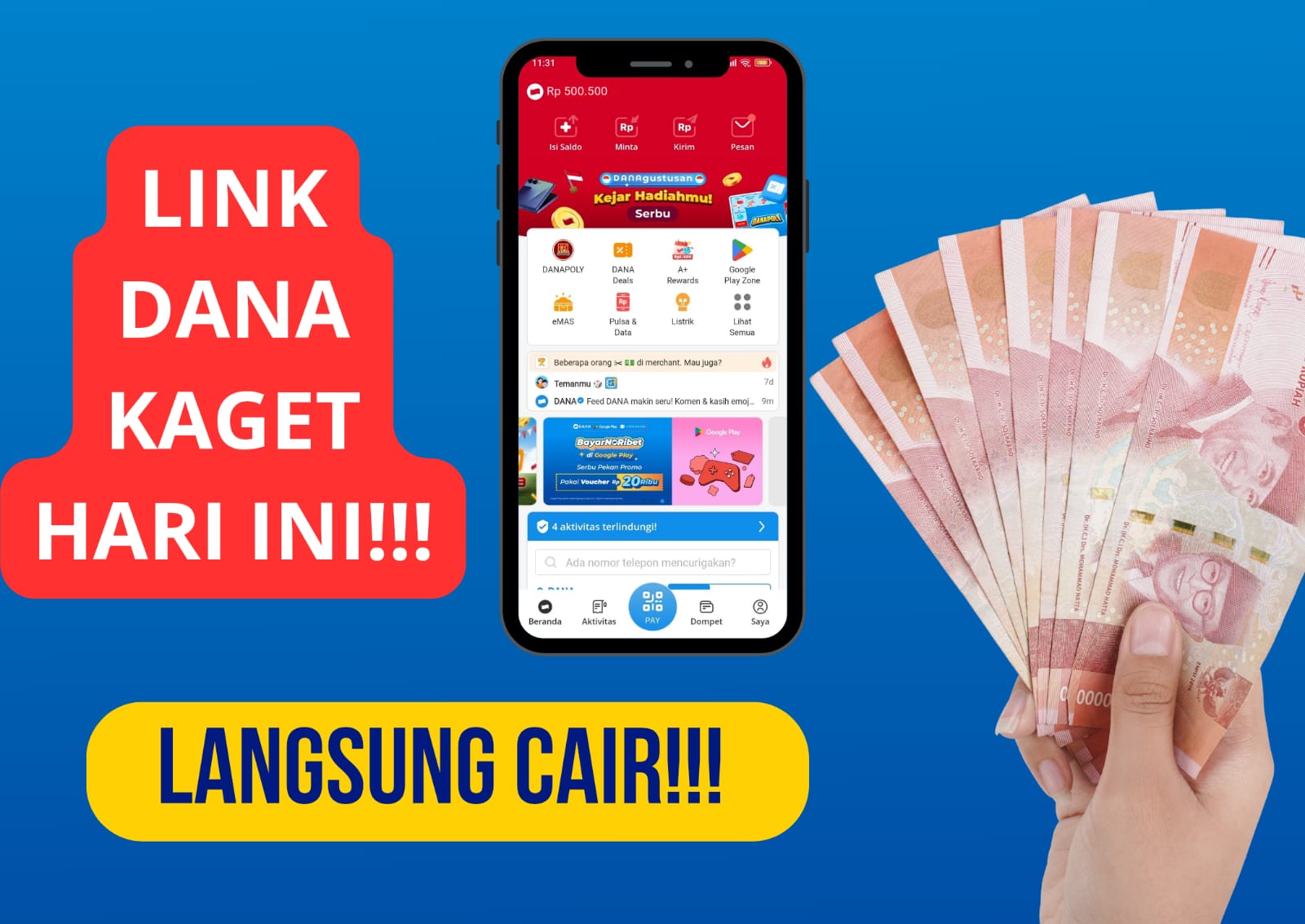 Gas Klaim! Kamu Bisa Dapatkan Saldo Gratis Rp401.210 Ribu, Klik Link Tautan Dana Kaget Hari Ini!