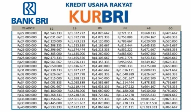 Tabel Angsuran KUR BRI 2025 Pinjaman 30 Juta, Dapatkan Skema Cicilan Ringan Mulai dari 164 Ribuan