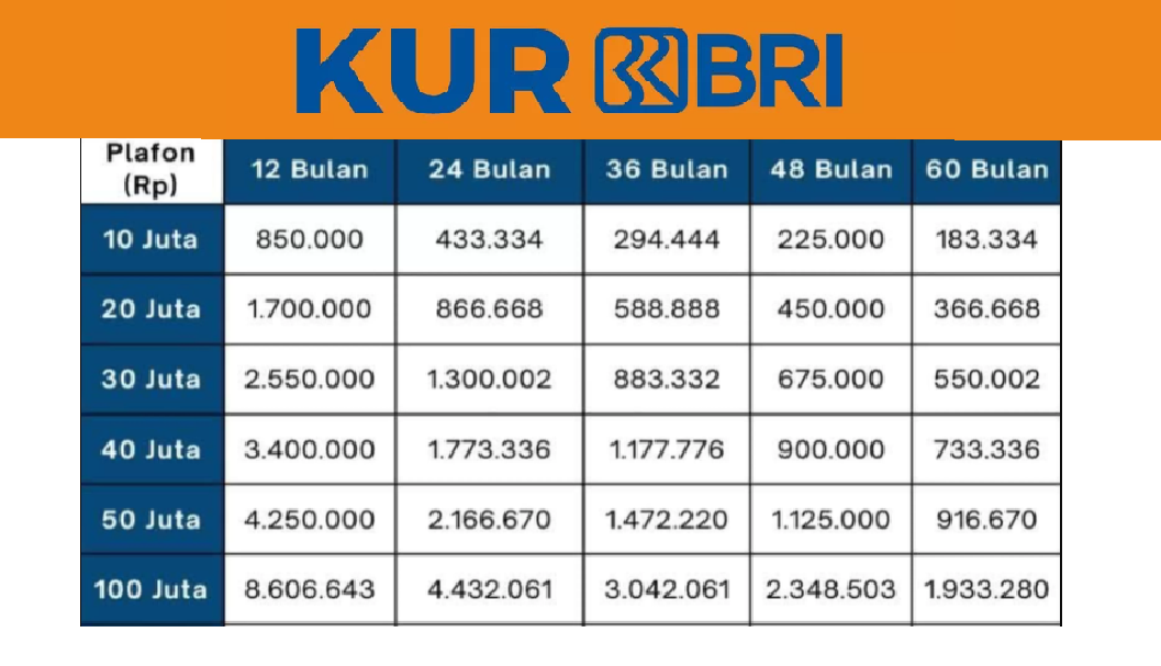 Cicil Mulai 2 Jutaan, Ini Rincian Tabel KUR BRI 2025 Pinjaman 100 Juta Edisi Bulan Juli Terbaru!
