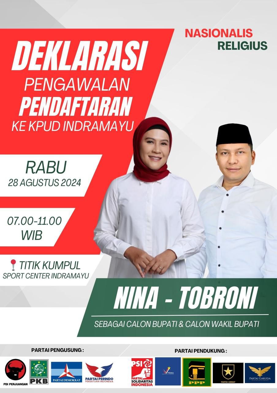 Nina-Tobroni Siap Daftar ke KPUD Hari ini, Titik Kumpul di Sport Center Indramayu 