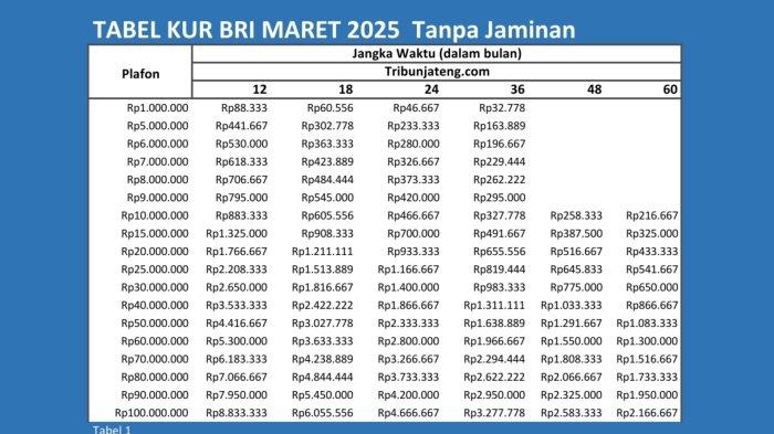 Cicilan Ringan Tanpa Jaminan! Ini Tabel Angsuran KUR BRI Rp50 Juta Tenor 3 Tahun, Lengkap Tips Cepat ACC!