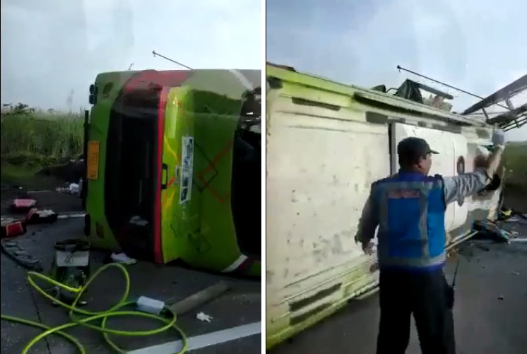 Kecelakan Tol Surabaya-Mojokerto Hari Ini, 11 Orang Tewas Usai Bus Tabrak Tiang VMS