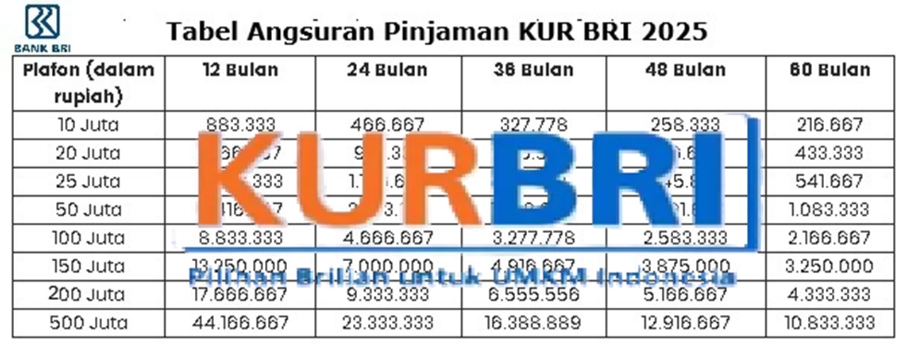 Dapatkan Pinjaman Modal Usaha Hingga Rp500 Juta dari KUR BRI 2025! Cek Tabel Angsuran Terbarunya di Sini!