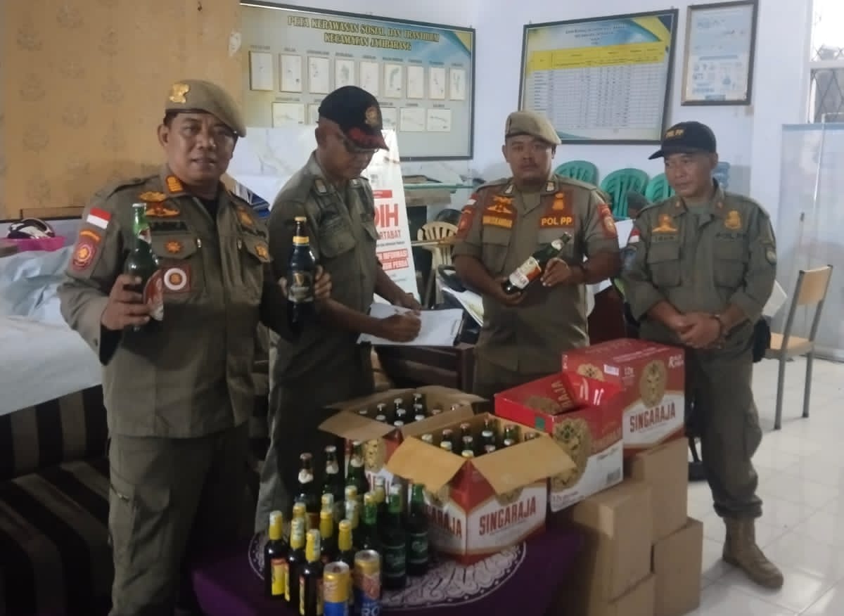 Ops Pekat, Sat Pol PP Kecamatan Jatibarang Berhasil Sita Puluhan Minhol