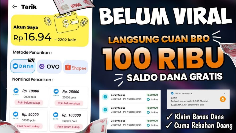 Aplikasi Penghasil Dana Tercepat Bagi Saldo Rp300 Ribu tanpa Undang Teman, Cukup Isi Daya dan Selesaikan Misi