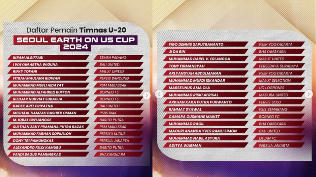 Update Daftar Pemain Timnas U-20 Seoul Earth On Us Cup 2024, Tanpa Jens Raven Dan Welber Jardim!